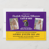 スクールカラーズパープル&イエロー卒業パーティー 招待状 (正面)