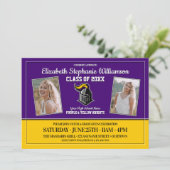 スクールカラーズパープル&イエロー卒業パーティー 招待状 (スタンド正面)