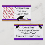 スクールカラーズパープル&金ゴールド卒業フレーム コーリングカード (正面/裏面)