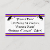 スクールカラーズパープル&金ゴールド卒業フレーム コーリングカード (裏面)