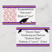 スクールカラーズパープル&金ゴールド卒業フレーム コーリングカード (正面/裏面)