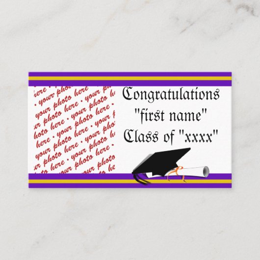 スクールカラーズパープル&金ゴールド卒業フレーム コーリングカード (正面)
