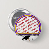 スクールカラーズパープル&金ゴールド卒業フレーム 缶バッジ (正面&裏面)