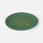 スクールカラーズフォレストグリーンと金ゴールド卒業 ペーパープレート (アングル)