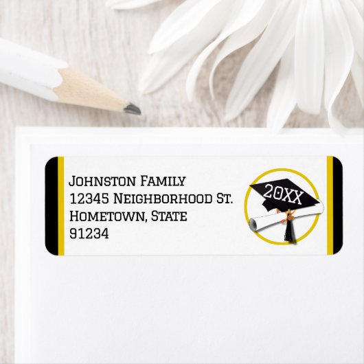 スクールカラーズブラック&金ゴールド卒業 ラベル (インサイチュ)