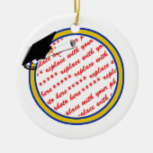 スクールカラーズブルー&金ゴールド卒業 セラミックオーナメント (正面)