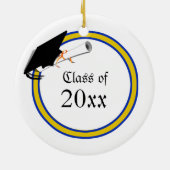 スクールカラーズブルー&金ゴールド卒業 セラミックオーナメント (裏面)