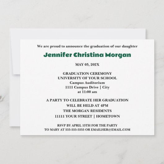 スクールカラーズ写真卒業招待状 招待状 (裏面)