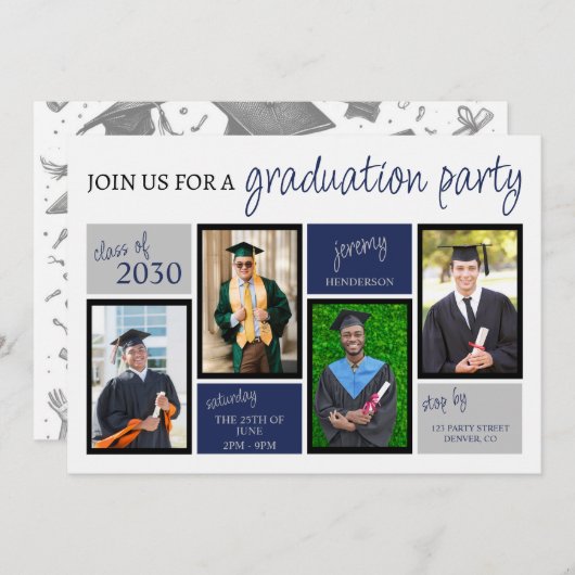 スクールカラーズ卒業パーティー 招待状 (正面/裏面)