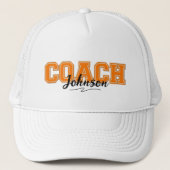 スクールカラーパーソナライズされたコーチ – オレンジと白 キャップ (正面)