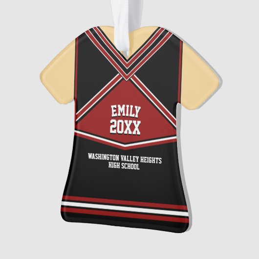 スクールカラーパーソナライズされたチアリーダー制服 オーナメント (正面)
