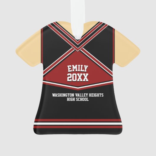 スクールカラーパーソナライズされたチアリーダー制服 オーナメント (裏面)