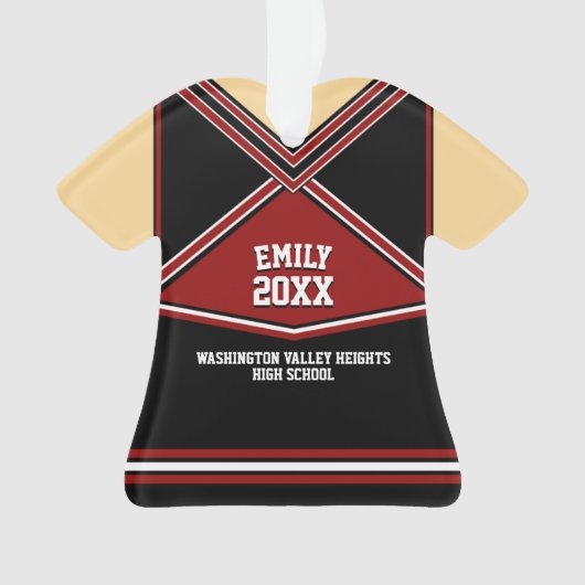 スクールカラーパーソナライズされたチアリーダー制服 オーナメント (正面)