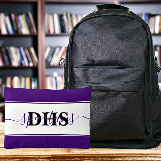 スクールカラーパーソナライズされたブロックトートバッグ アクセサリーポーチ