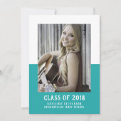 スクールカラーブロック卒業招待状 |ティール（緑がかった色） 招待状 (正面)