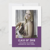 スクールカラーブロック卒業招待状 |紫 招待状 (正面)