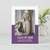 スクールカラーブロック卒業招待状 |紫 招待状 (スタンド正面)