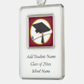 スクールカラー卒業キャップ&ディプロマ シルバープレートフレームオーナメント (左)