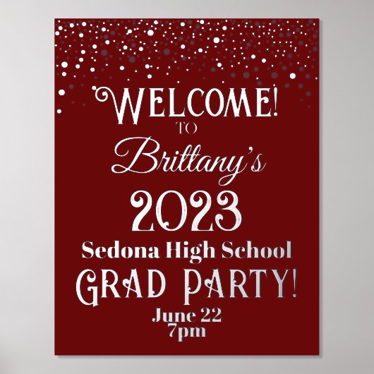 スクールカラー紙吹雪金ゴールドまたはシルバーグラードパーティー 箔ポスター (正面)