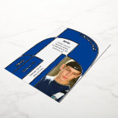 スクールカラー素晴らし幾何学卒業写真 箔招待状 (回転した状態)