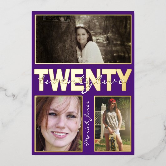 スクールカラー素晴らし3フォトフォイル招待状 箔招待状 (正面)