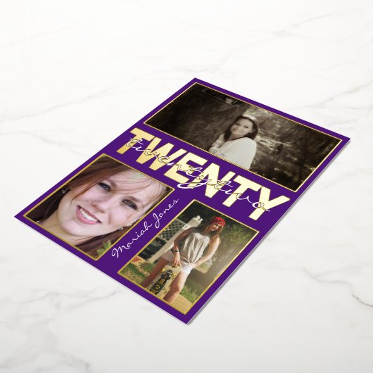 スクールカラー素晴らし3フォトフォイル招待状 箔招待状 (回転した状態)