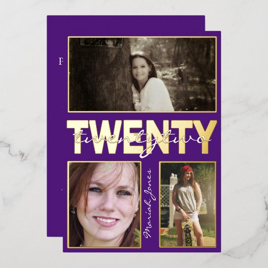 スクールカラー素晴らし3フォトフォイル招待状 箔招待状 (正面/裏面)