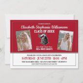 スクールカラー赤と白卒業会 招待状 (正面)