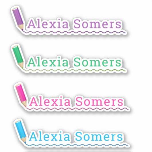 スクールカラー鉛筆/クレヨン名前をカスタムする シール (正面)