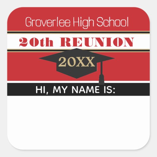 スクールカラー!クラス懇親会名タグステッカー スクエアシール (正面)