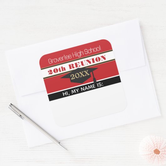 スクールカラー！クラス懇親会名タグステッカー スクエアシール (封筒)