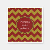 スクールカラー – シェブロン、マルーン – 金ゴールド- スタンダードカクテルナプキン (正面)