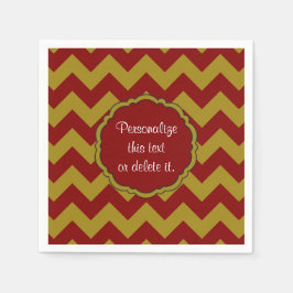 スクールカラー – シェブロン、マルーン – 金ゴールド- スタンダードカクテルナプキン