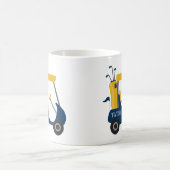 スクールカラー – ネイビーブルー&金ゴールドゴルフカート コーヒーマグカップ (中央)