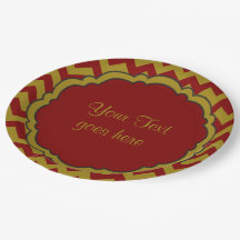 スクールカラー – モノグラムシェブロン・マルーン – 金ゴールド-