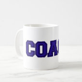 スクールカラーCOACHマグカップ、ブルーブラック コーヒーマグカップ (正面左)