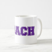 スクールカラーCOACH Mug、紫 – 白 コーヒーマグカップ (正面右)