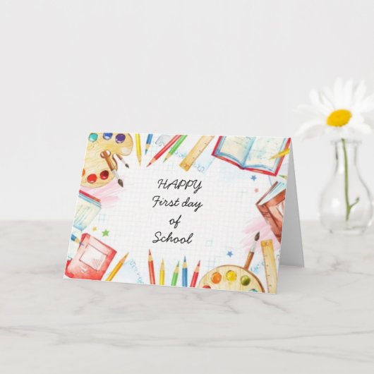 スクールカードの初日おめでとう カード (小さな植物)