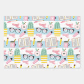 スクールガールブルー&金ゴールドラッピング紙 ラッピングペーパーシート (正面)