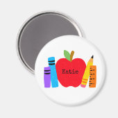 スクールキッズ先生名Apple Books Pencilsおもしろい マグネット (正面/裏面)