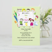 スクールキッズ新学期パーティの招待状 招待状 (スタンド正面)