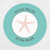 スクールキャンプの防水性ヒトデの名前ラベル ラベル (デザイン1)