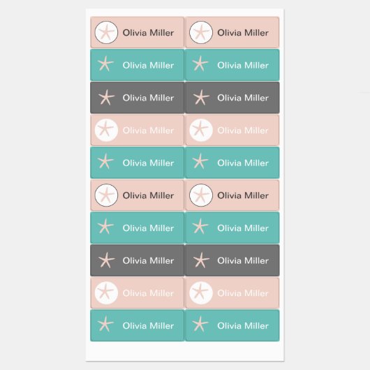 スクールキャンプ保育園のヒトデ名ラベル ラベル (シート)
