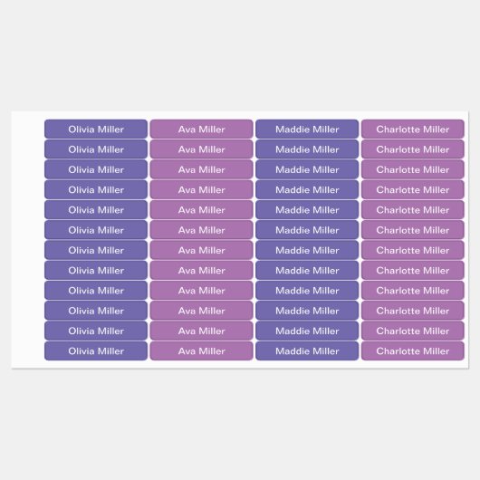 スクールキャンプ保育園の紫色の名前ラベル ラベル (シート)