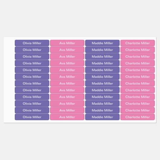 スクールキャンプ保育園の紫色の名前ラベル ラベル (シート)