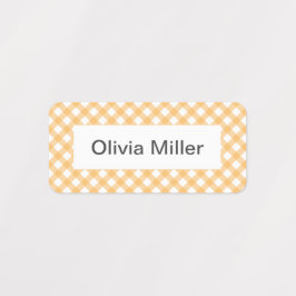 スクールキャンプ保育園の黄色いギンガムの名前ラベル ラベル
