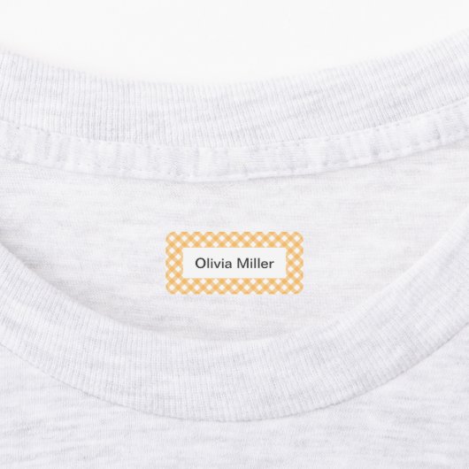 スクールキャンプ保育園の黄色いギンガムの名前ラベル ラベル (貼付)