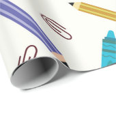 スクールクカラフルライアンと鉛筆パターン ラッピングペーパー (ロールコーナー)