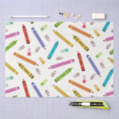 スクールクカラフルライアンと鉛筆パターン 薄葉紙 (クラフト)