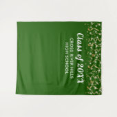 スクールクラス年写真背景グリーン金ゴールド白 タペストリー (正面(横))